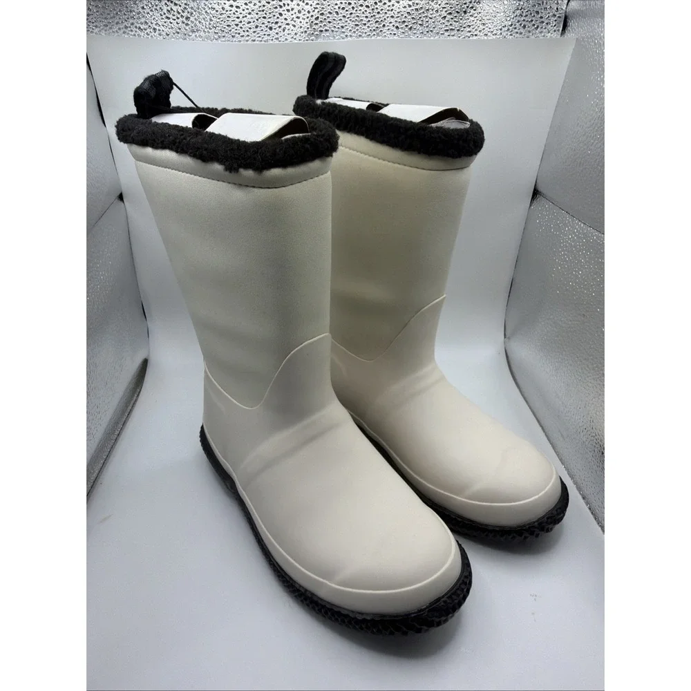 Hunter Women Sherpa White Rubber Fleece‎ Lined Rain Boots. Size 6